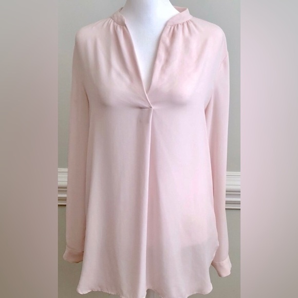 LOFT Tops - LOFT Blush Pink Long Sleeve V-Neck Relaxed Blouse